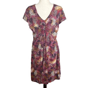 Garnet Hill Garden Party Dress Muted Maroon Abstract Swirl Size 10